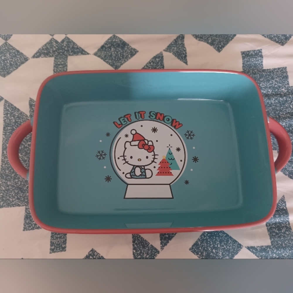 Hello Kitty Let It Snow/SnowGlobe Ceramic Baking Dish 9x12 BNIB